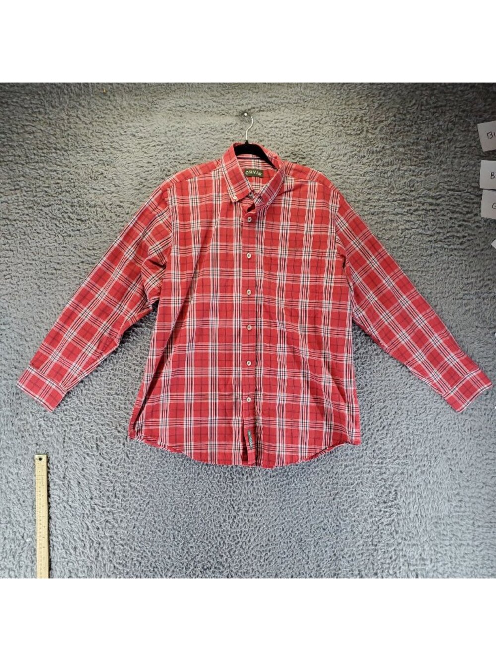 Orvis Shirt Mens Large Red Plaid Heritage Wash Long Sleeve Button Cotton